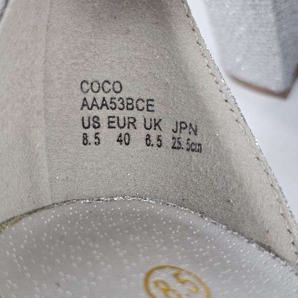 Dream Pairs COCO Silver Glitter Pointed Toe Block Heel Ankle Strap Pumps 8.5 - Picture 4 of 9